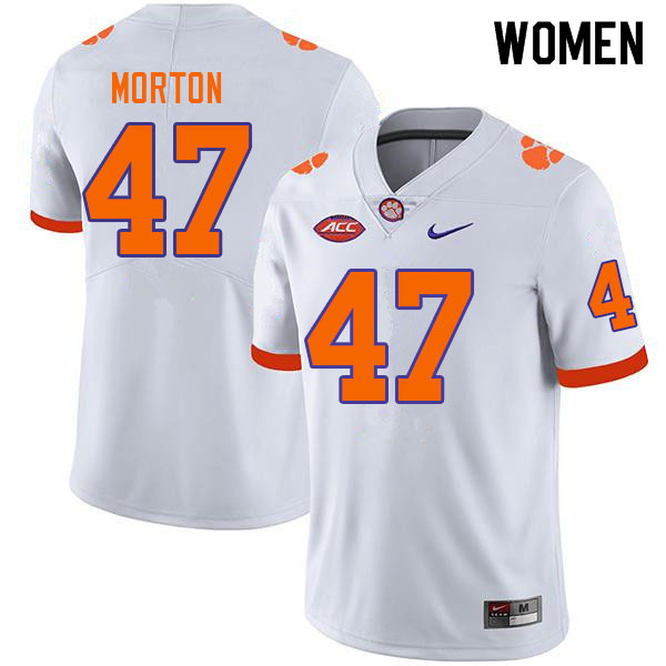 Women #47 Hogan Morton Clemson Tigers College Football Jerseys Sale-White